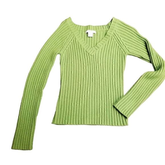 Green 3 Three Name Brand Blouses Button Down & Crewneck Sweater Tops - Picture 7 of 12